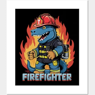 Firesaurus Dinosaur Firefighter Gift Posters and Art